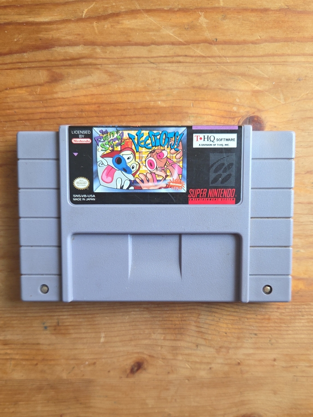 SNES Ren & Stimpy Veediots THQ Super Nintendo 1993 Video Game Cartridge TESTED